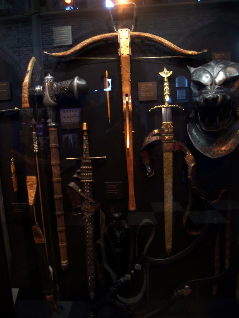 Weapons at `Game of Thrones: the Exhibition` at the Posthoornkerk church, with explanation