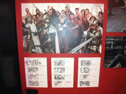 Photograph and storyboard of a scene with Joffrey Baratheon and the Hound at `Game of Thrones: the Exhibition` at the Posthoornkerk church