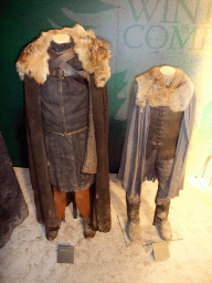 Costumes of Bran and Rickon Stark at `Game of Thrones: the Exhibition` at the Posthoornkerk church, with explanation