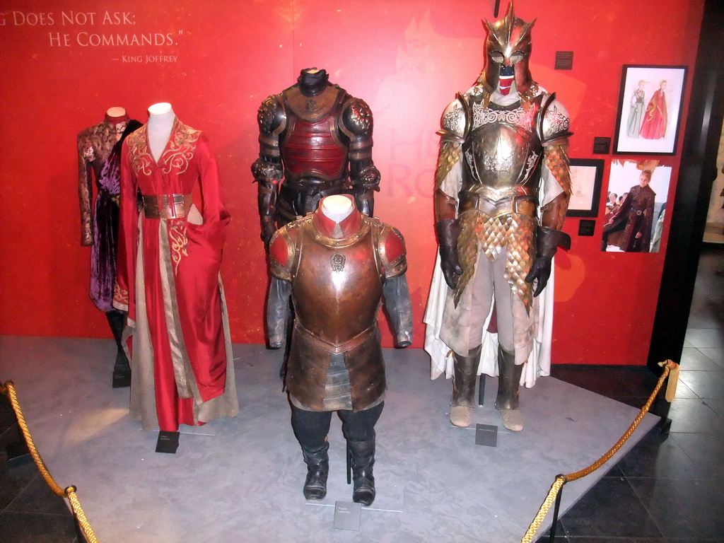 Costumes of the Lannister family at `Game of Thrones: the Exhibition` at the Posthoornkerk church