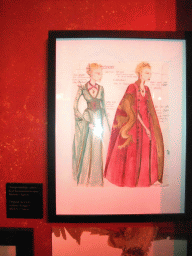 Original sketch of Cersei Lannister`s costumes by costume designer Michele Clapton at `Game of Thrones: the Exhibition` at the Posthoornkerk church, with explanation
