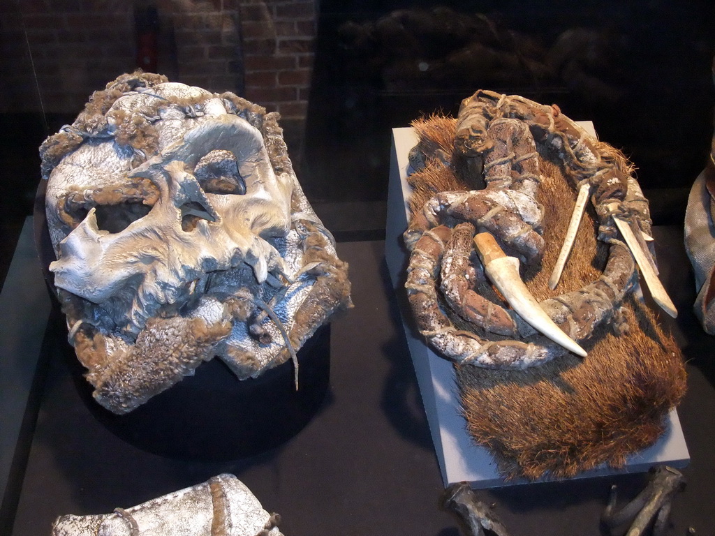 Mask and tooth from Wildlings at `Game of Thrones: the Exhibition` at the Posthoornkerk church