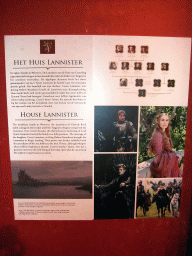 Information and photographs of House Lannister at `Game of Thrones: the Exhibition` at the Posthoornkerk church