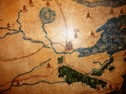 Detail of King`s Landing at the map of Westeros at `Game of Thrones: the Exhibition` at the Posthoornkerk church