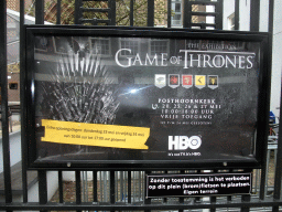 Poster of `Game of Thrones: the Exhibition` at the front of the Posthoornkerk church at the Haarlemmerstraat street