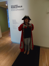 Miaomiao wearing Peter the Great`s clothes, at the exhibition on Peter the Great in the Hermitage Amsterdam museum