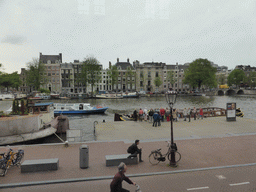 Boats on the Amstel river, viewed from the Kerkzaal room at the Hermitage Amsterdam museum