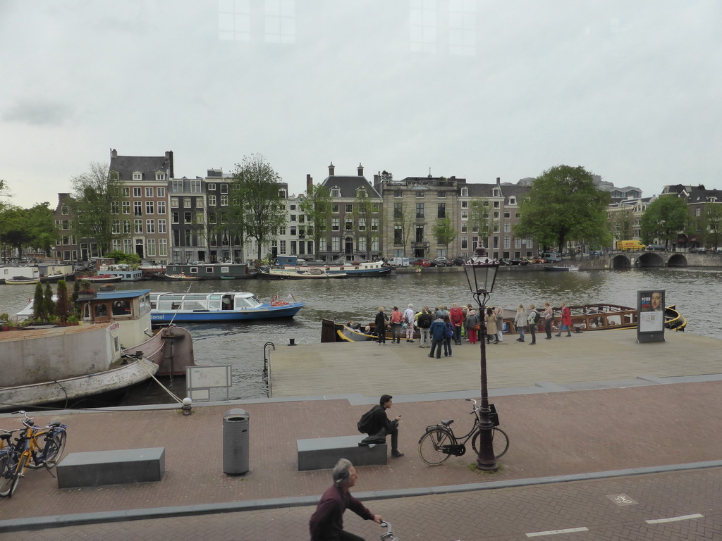 Boats on the Amstel river, viewed from the Kerkzaal room at the Hermitage Amsterdam museum