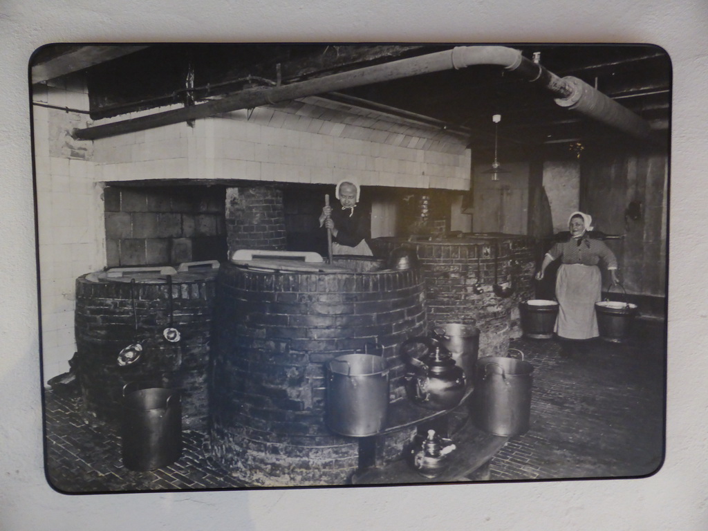 Old photo of the Historical Kitchen of the Amstelhof, at the Hermitage Amsterdam museum