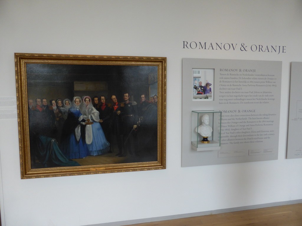 Portrait, bust and explanation on the Romanov and Orange families, at the Hermitage Amsterdam museum