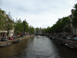 The Herengracht canal and the start of the Leidsegracht canal, viewed from the Huidenstraat bridge