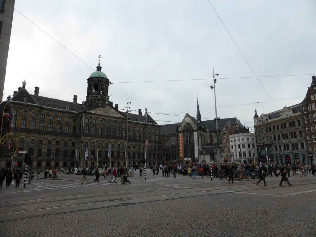 The Dam square with the Royal Palace Amsterdam and the Nieuwe Kerk church