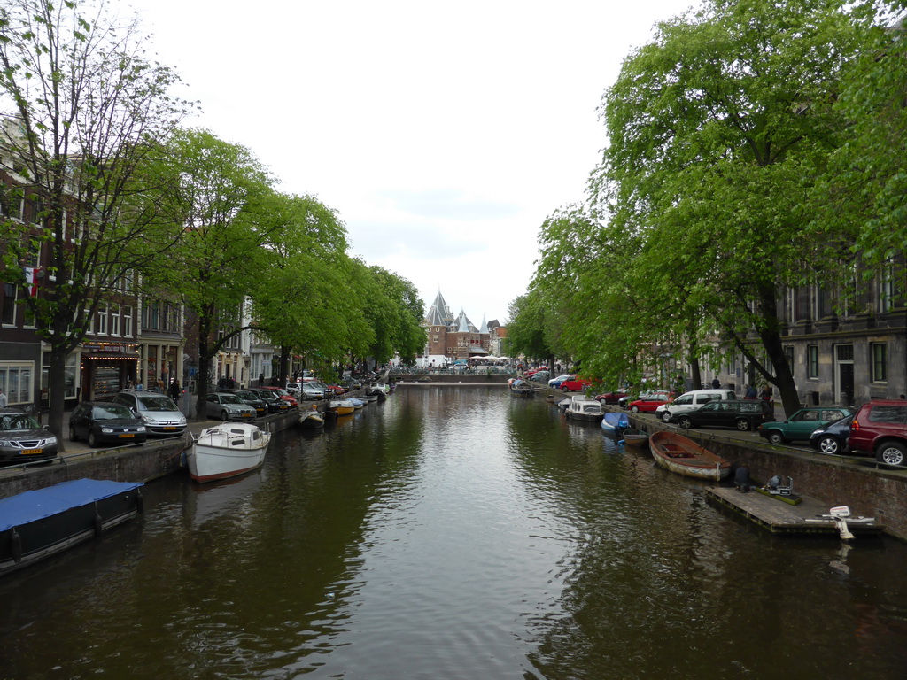 The Kloveniersburgwal canal and the Waag at the Nieuwmarkt square