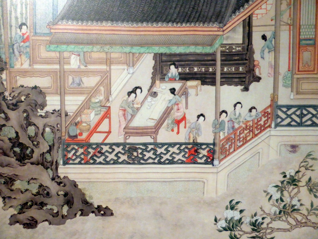Part of the painted handscroll `Ladies at Leisure`, at the Ming dynasty exhibition at the Nieuwe Kerk church