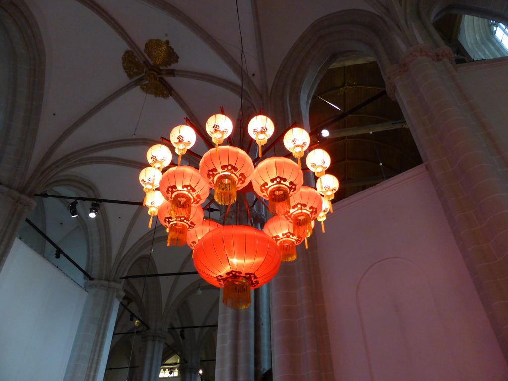 Chinese-style chandeleer at the Ming dynasty exhibition at the Nieuwe Kerk church