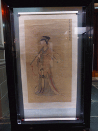 The hanging scroll painting `Lady Playing the Vertical Bamboo Flute` by Tang Yin, at the Ming dynasty exhibition at the Nieuwe Kerk church