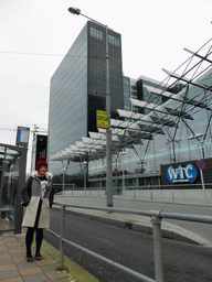 Miaomiao in front of the World Trade Center Amsterdam