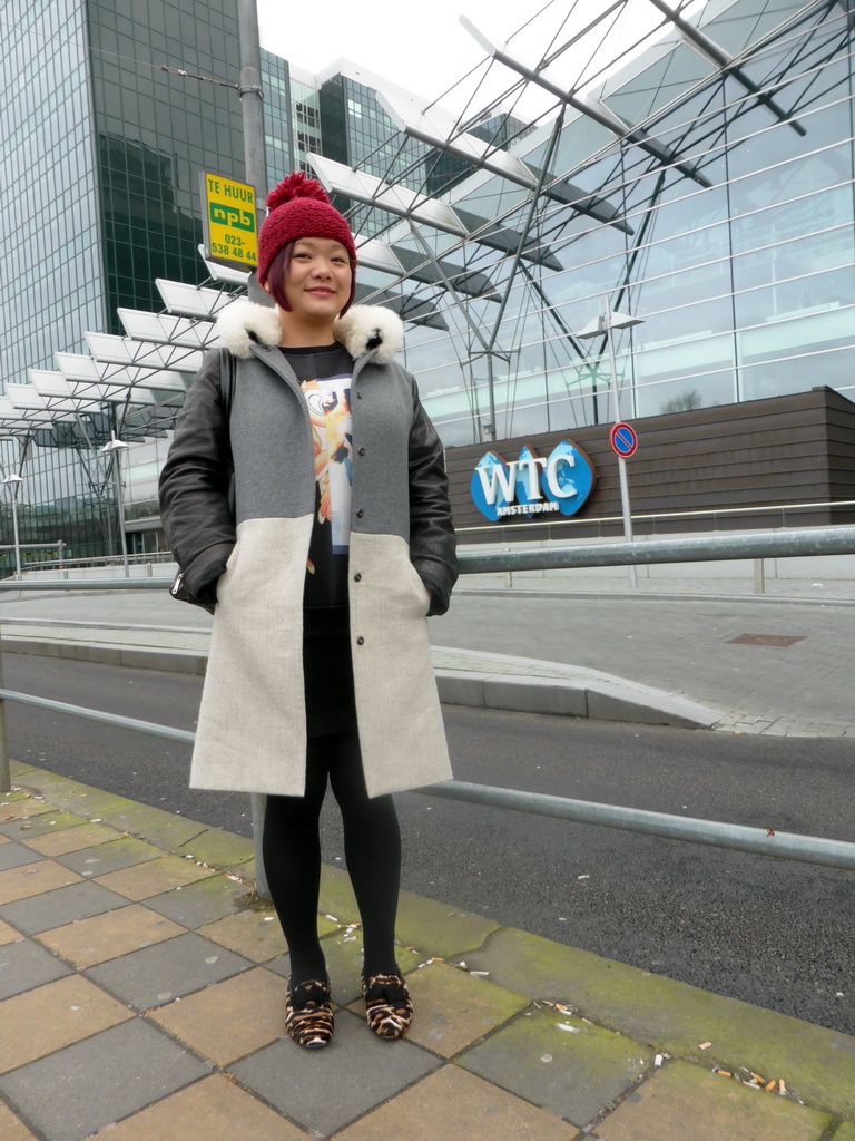 Miaomiao in front of the World Trade Center Amsterdam