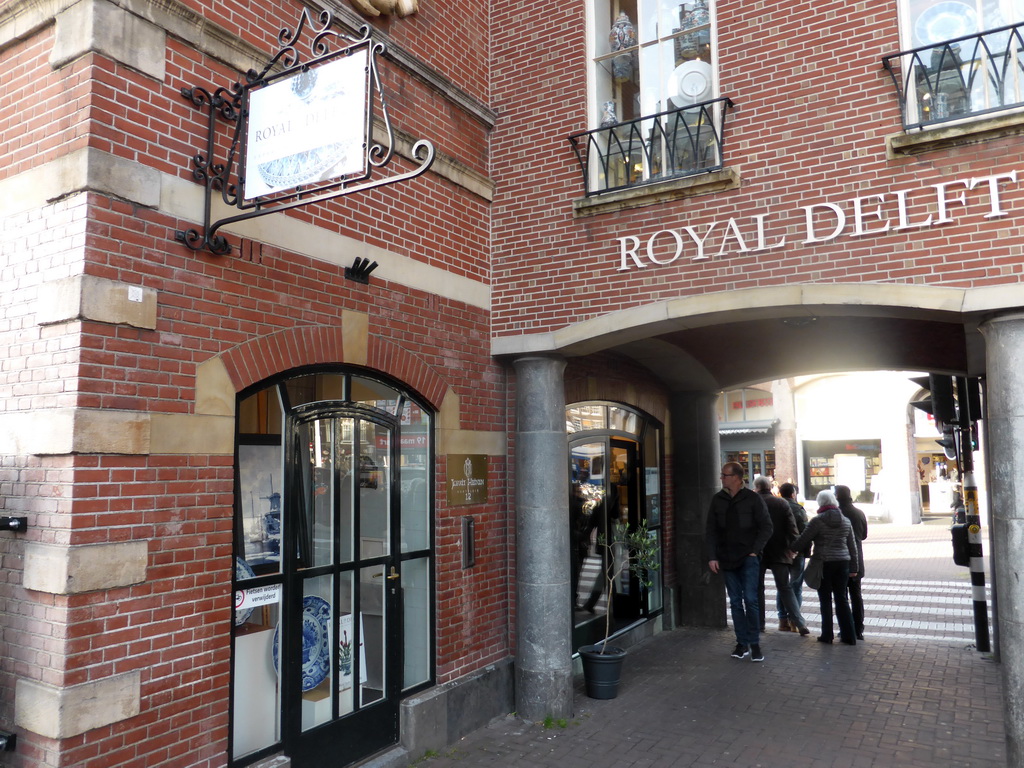 Front of the Royal Delft Experience museum at the Munttoren tower