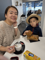 Miaomiao and Max having lunch at the Departure Hall of Antwerp International Airport