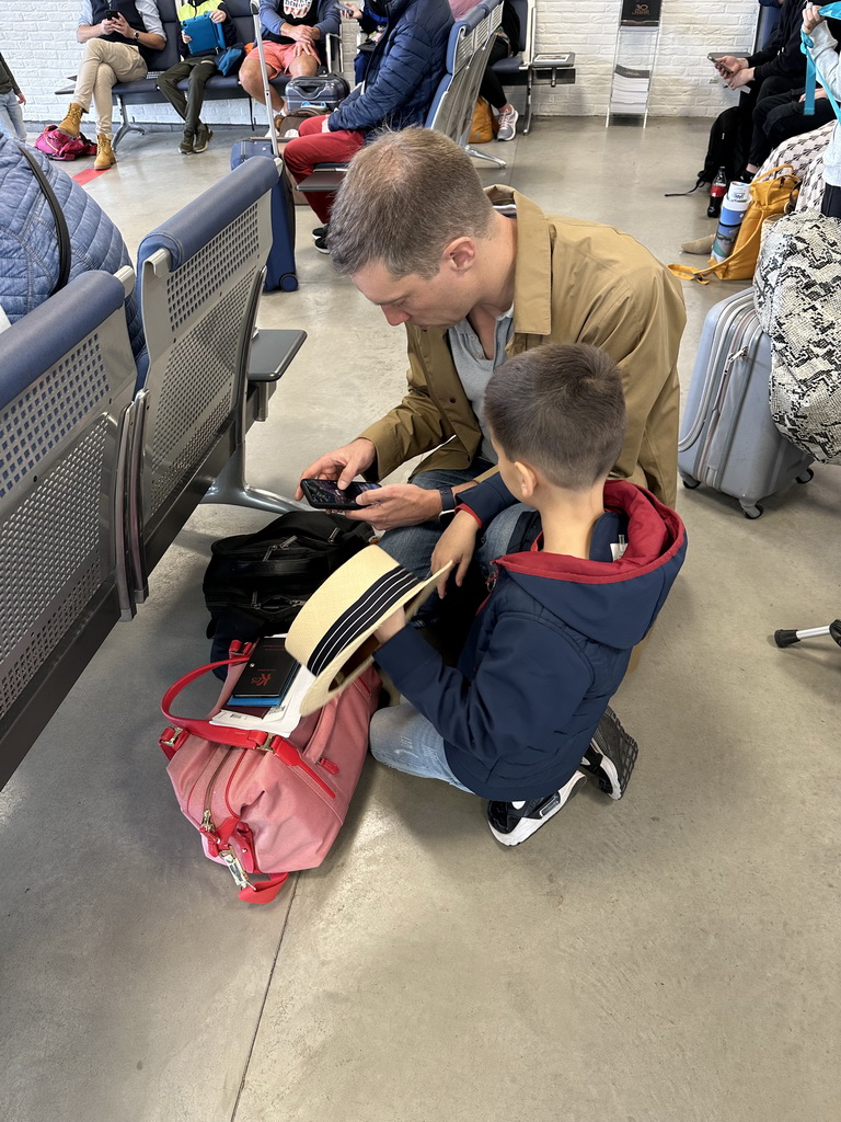 Tim and Max at the Departure Hall of Antwerp International Airport