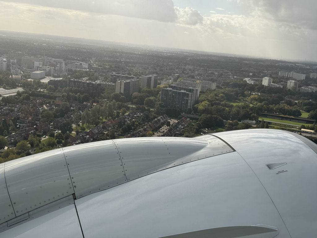 South side of the city of Antwerp, viewed from the airplane from Antwerp