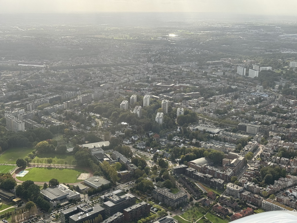 South side of the city of Antwerp, viewed from the airplane from Antwerp