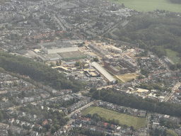 Buildings at the town of Mortsel, viewed from the airplane from Antwerp