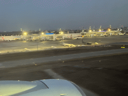 Antalya Airport, viewed from the airplane from Antwerp, at sunset