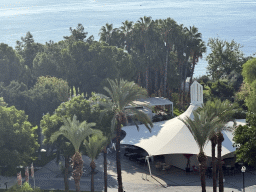 The Tropic Bar at the garden of the Rixos Downtown Antalya hotel and the Gulf of Antalya, viewed from the balcony of our room