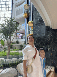 Miaomiao and Max at the central hall of the Rixos Downtown Antalya hotel