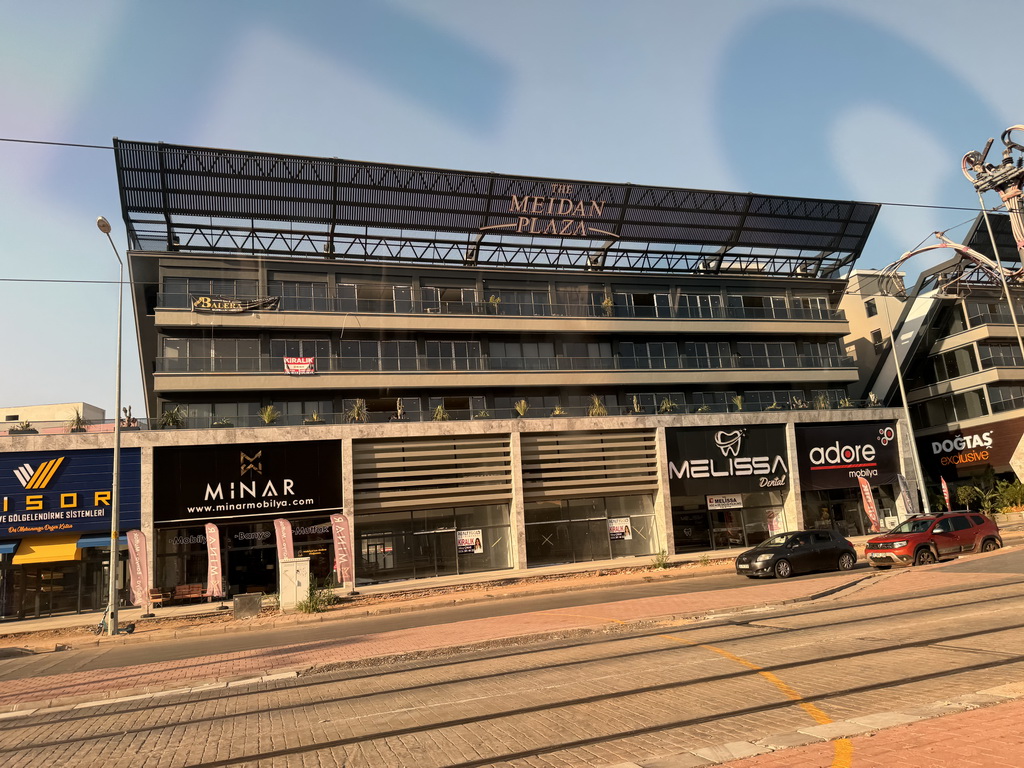 Front of the Meidan Plaza shopping mall at the Aspendos Boulevard, viewed from the taxi