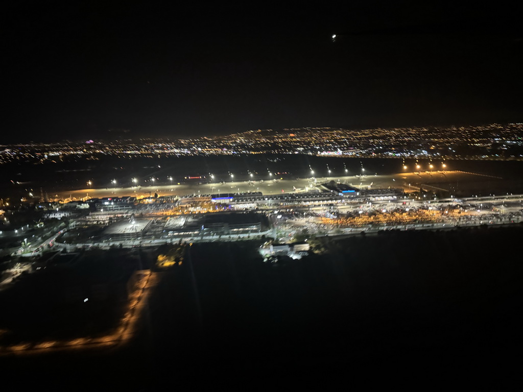 Antalya Airport, viewed from the airplane to Antwerp, by night