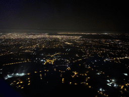 Northeast side of the city, viewed from the airplane to Antwerp, by night