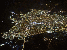 The city of Isparta, viewed from the airplane to Antwerp, by night