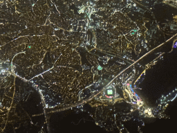The north side of the city of Istanbul with the Rams Park stadium, viewed from the airplane to Antwerp, by night