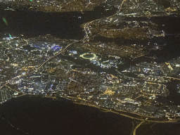 The north side of the city of Istanbul, viewed from the airplane to Antwerp, by night