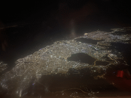 The city of Istanbul, viewed from the airplane to Antwerp, by night