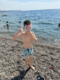 Max at the beach at the Beach Park, with a view on the city center and the Gulf of Antalya