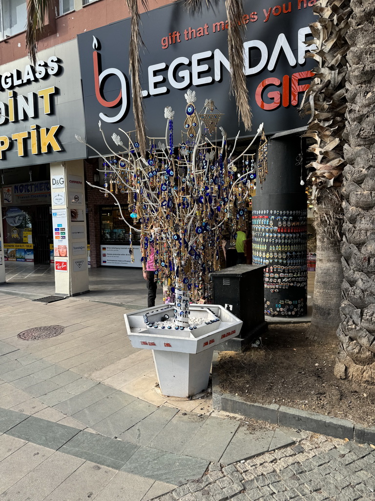 Souvenirs in front of a shop at the Cumhuriyet Caddesi street