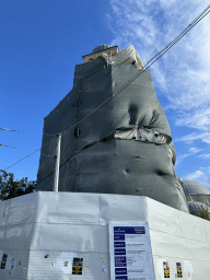 The Antalya Saat Kulesi tower at the Cumhuriyet Caddesi street, under renovation