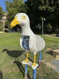 Seagull statue with telephone at the Roman Harbour