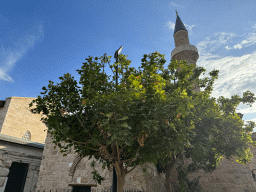 North side and minaret of the Sehzade Korkut Mosque at the Hesapçi Sokak alley