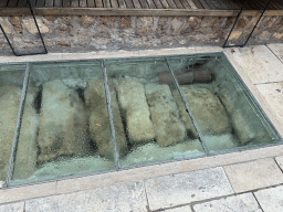 Glass floors with ruins underneath at the Hesapçi Sokak alley