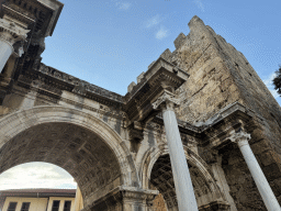 Northeast facade of Hadrian`s Gate at the Atatürk Caddesi street