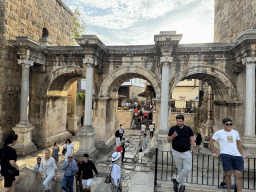 East side of Hadrian`s Gate at the Atatürk Caddesi street