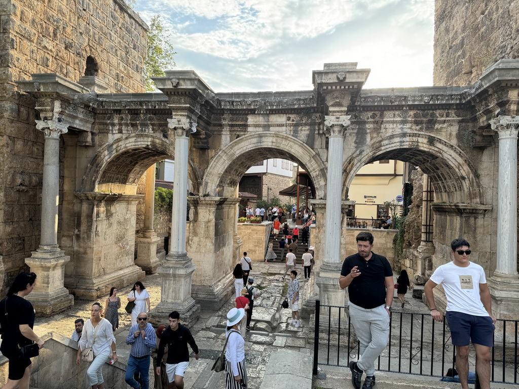 East side of Hadrian`s Gate at the Atatürk Caddesi street