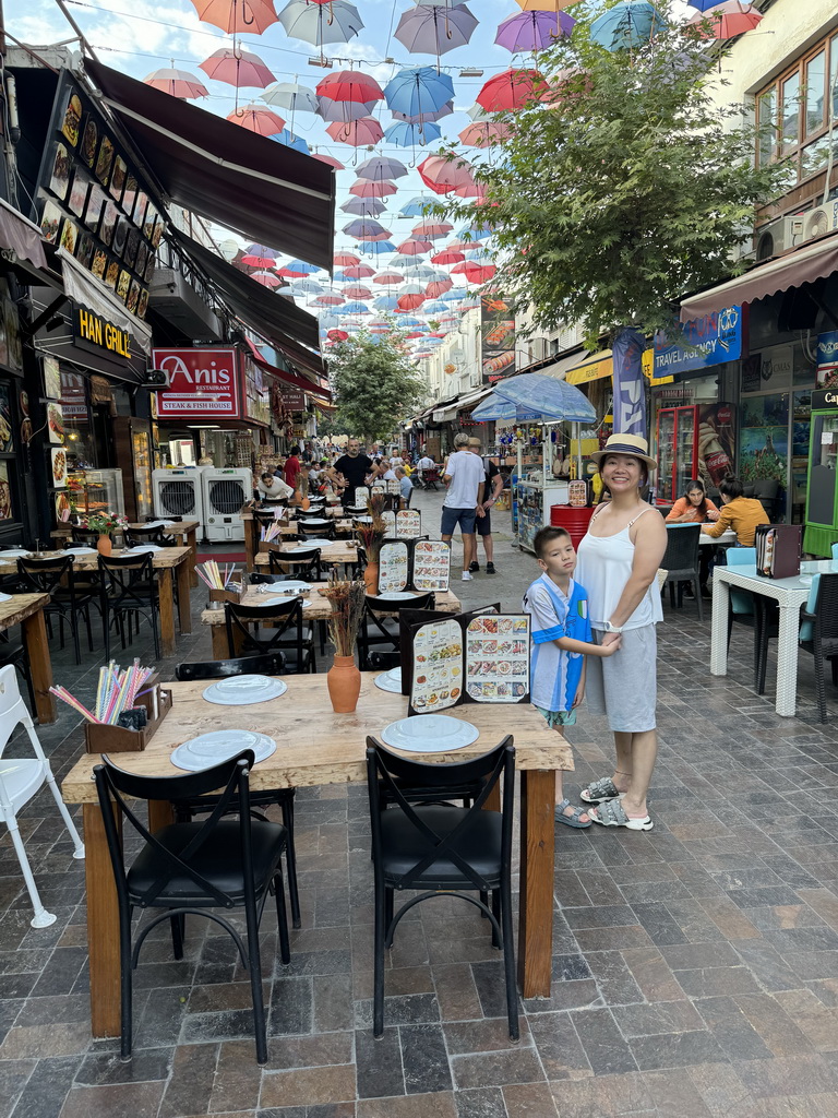 Miaomiao and Max at the restaurants at the Umbrella Street