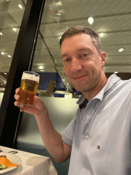 Tim with an Efes beer at the Panoramic Restaurant at the Rixos Downtown Antalya hotel