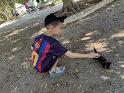 Max with a kitten at the Atatürk Kültür Park